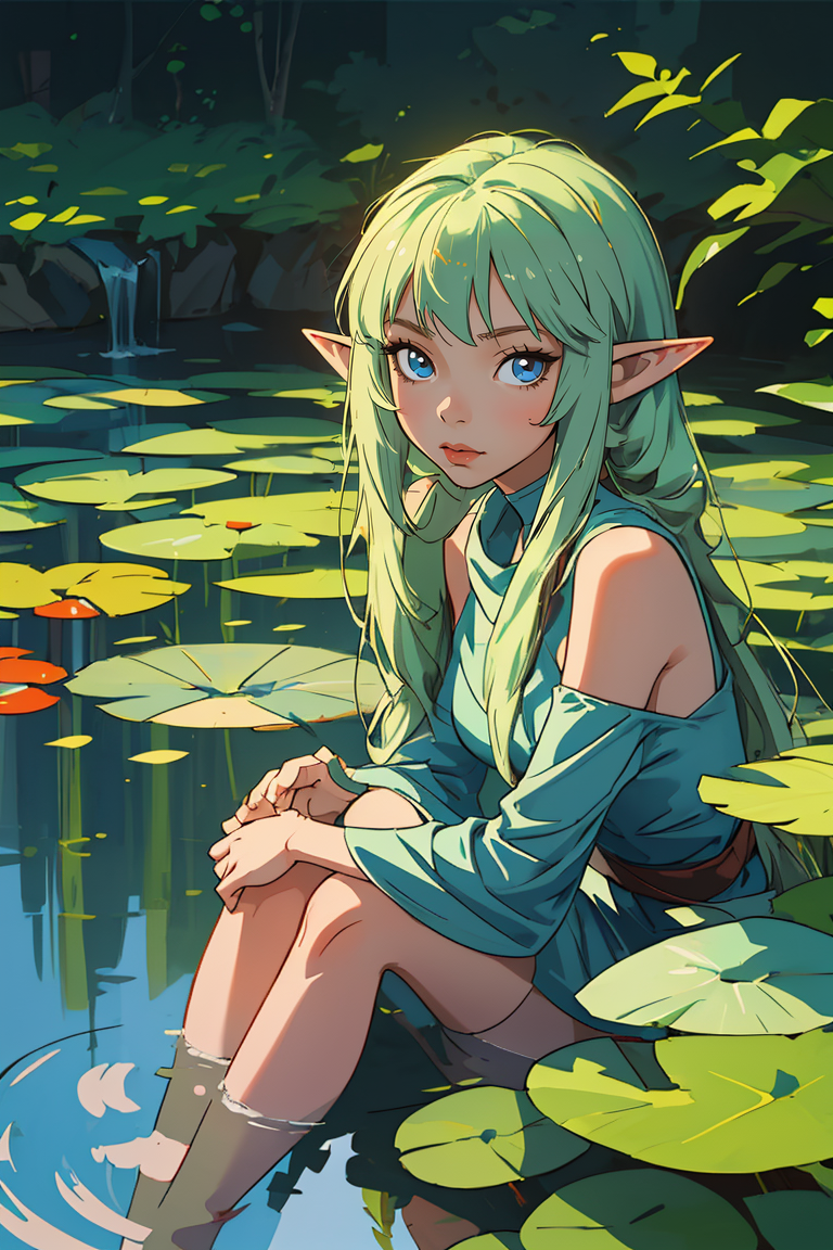 00465-2892332401-(best quality, masterpiece), 1girl, fairy, elf, looking at viewer, in water, pond,.png
